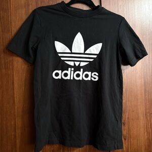 Adidas Vintage Black Tee with White Trefoil Logo